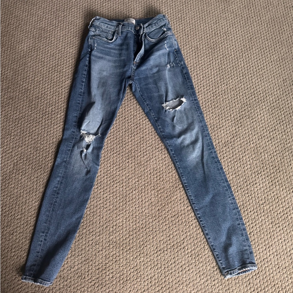 Distressed Blue Jeans